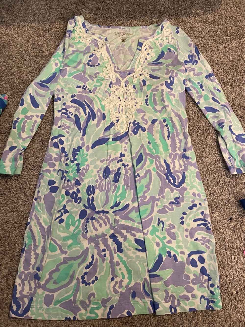 Lilly Pulitzer Mint, Lavender & White Rope-Trim Tunic